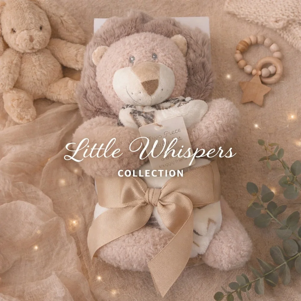 Snuggle Pals 2 Piece Baby Gift Set Lion Plush & Cozy Blanket Taupe NWT
